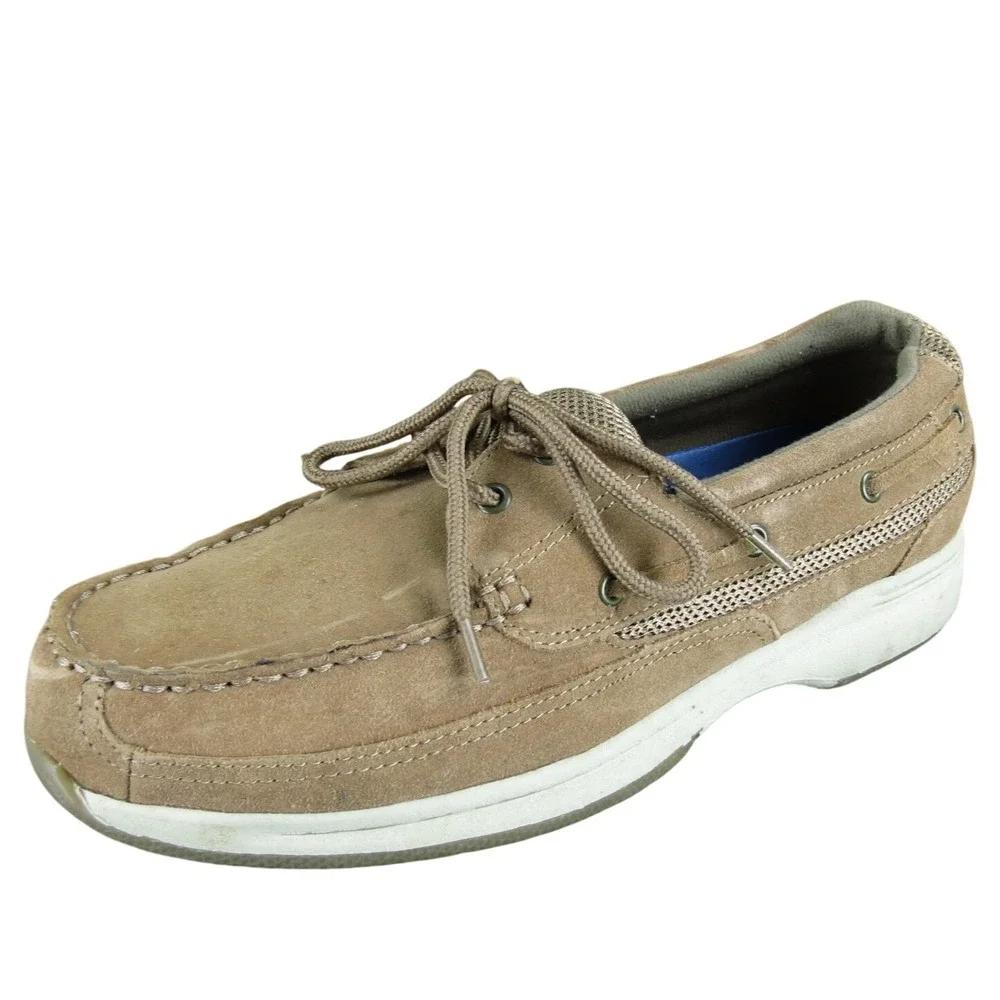Dr. Scholl's Men Sea Breeze Boat Shoe Brown Leather Size 9 Wide Gently Used 2025